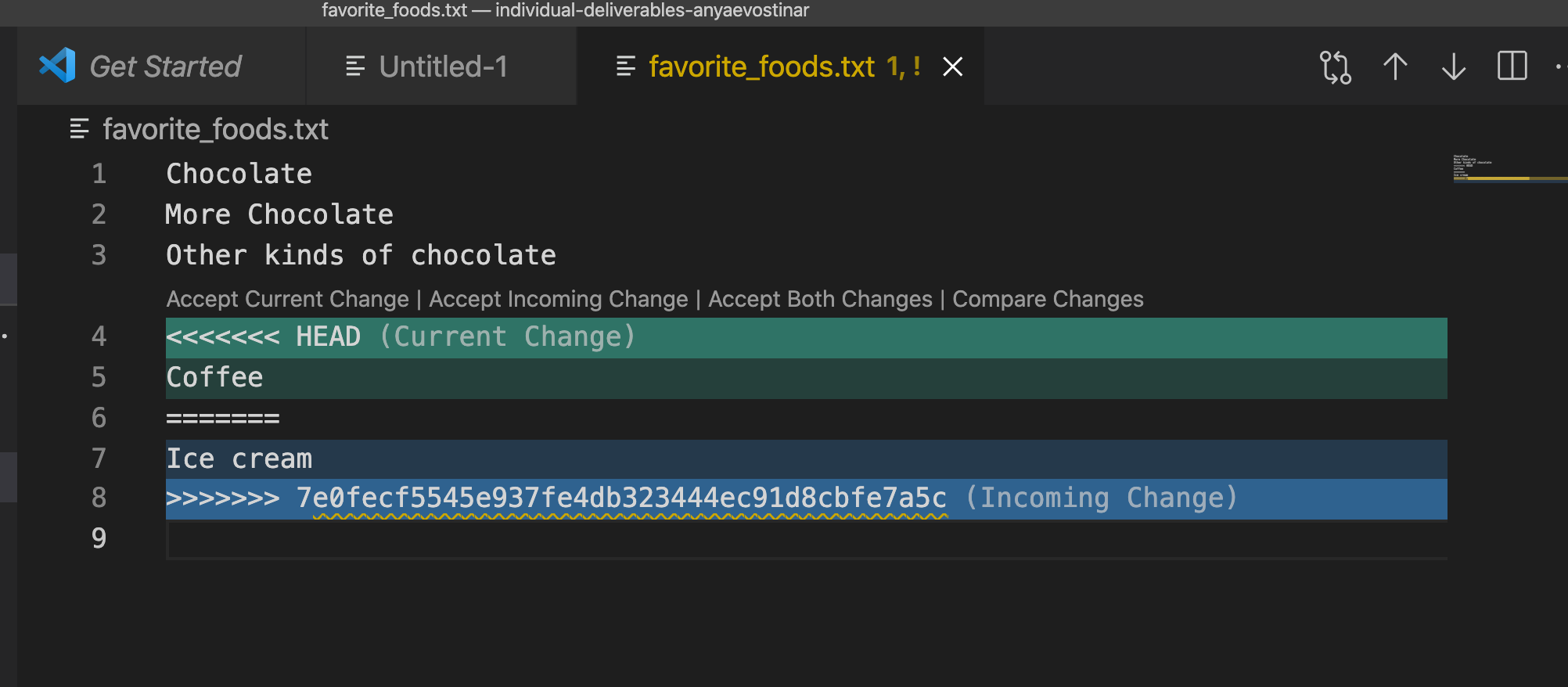 Merge conflict in VSCode