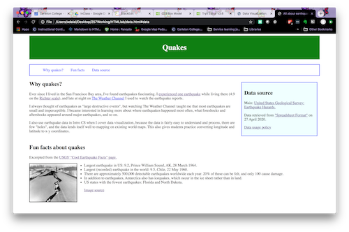 Screenshot of website with a floating box